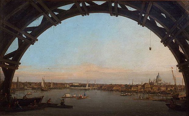 01 - Canaletto - La City di Londra vista attraverso un arco di Westminster Bridge, 1747