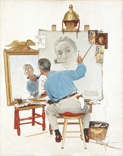 04 - Norman Rockwell - Triple Self Portrait
