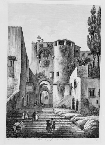 "Itri. Ingresso alla cittadella", Luigi Rossini, matrice incisa, 1836-39. 