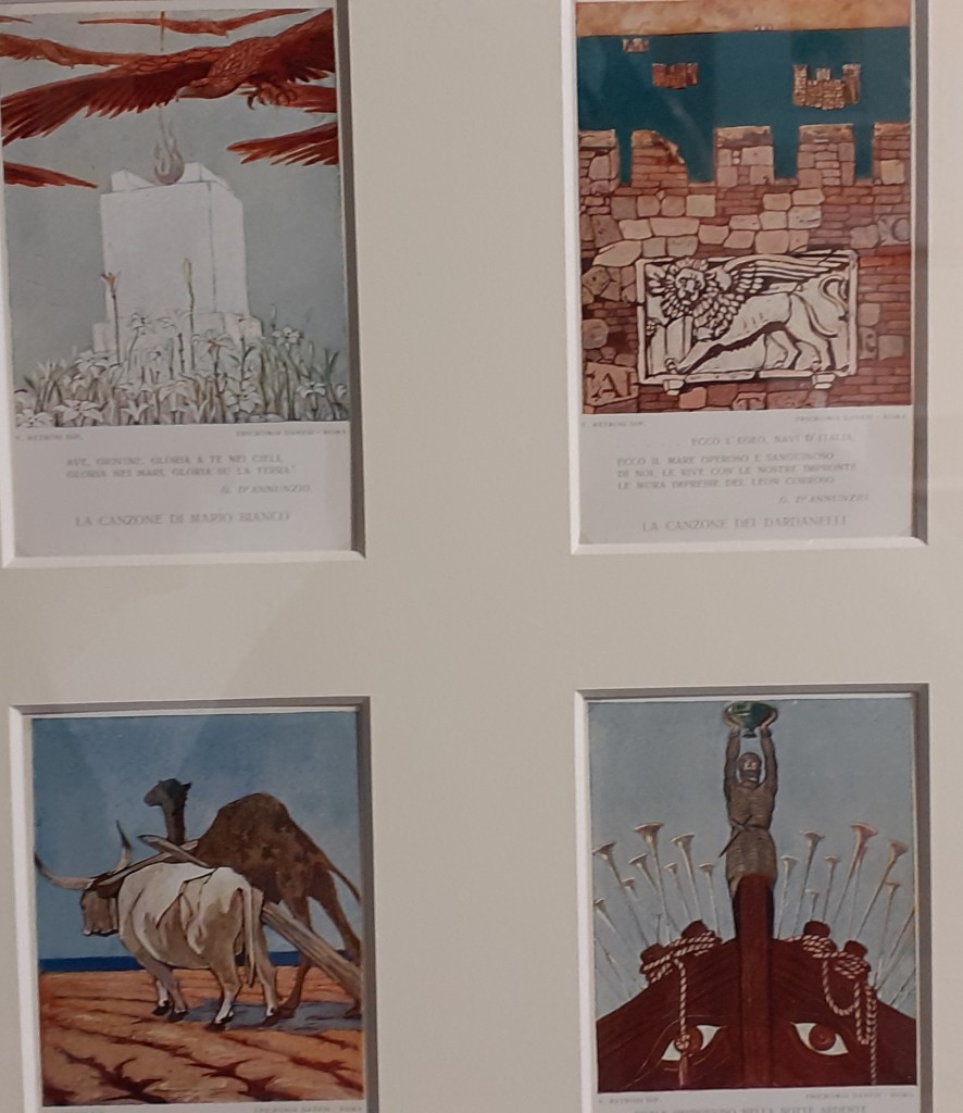 Particolare delle cartoline  ispirate dalle "Canzoni delle Gesta d'Oltremare" di Gabriele D'Annunzio.