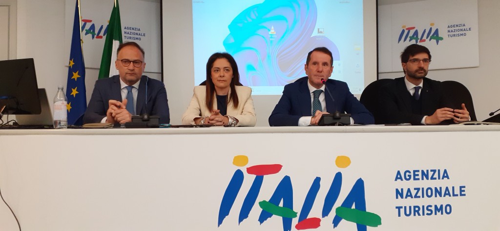 Da sinistra: Renato Chiti Destination Manager, Eleonora Pace Consigliere Regione Umbria, Sandro Pappalardo Consigliere ENIT, Daniele Sabatini Consigliere Regione Lazio. 
