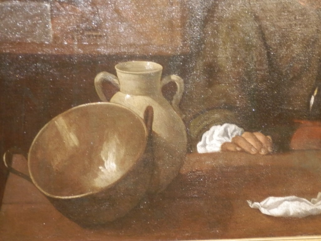 "Donna in cucina con cena di Emmaus", 1618-20, particolare.